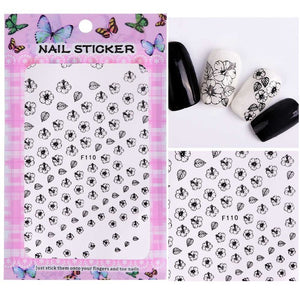 1 Sheet Embossed 3D Nail Stickers Blooming Flower 3D Nail Art Stickers Decals Adhesive Manicure Nail Art Tips Decoration SAF199