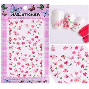 1 Sheet Embossed 3D Nail Stickers Blooming Flower 3D Nail Art Stickers Decals Adhesive Manicure Nail Art Tips Decoration SAF199