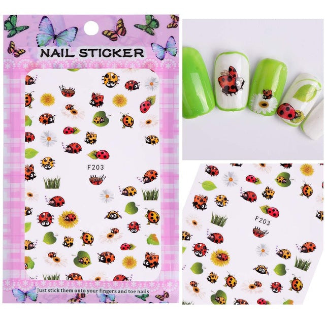 1 Sheet Embossed 3D Nail Stickers Blooming Flower 3D Nail Art Stickers Decals Adhesive Manicure Nail Art Tips Decoration SAF199