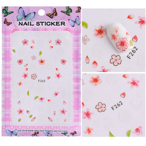 1 Sheet Embossed 3D Nail Stickers Blooming Flower 3D Nail Art Stickers Decals Adhesive Manicure Nail Art Tips Decoration SAF199