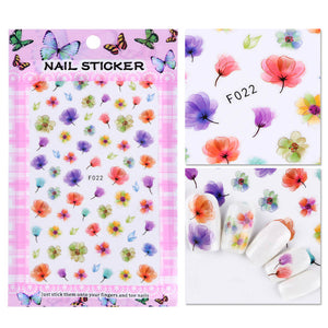 1 Sheet Embossed 3D Nail Stickers Blooming Flower 3D Nail Art Stickers Decals Adhesive Manicure Nail Art Tips Decoration SAF199