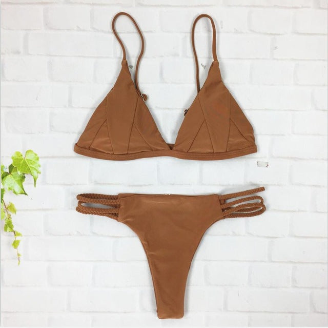 Swimwear Women Sexy Micro Bikinis Set Leaf Triangle Bathing Suit Brazilian Bikini Thong Swimsuit Maillot De Bain Femme 2018