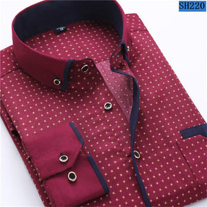 2018 Men Fashion Casual Long Sleeved Printed shirt Slim Fit Male Social Business Dress Shirt Brand Men Clothing Soft Comfortable