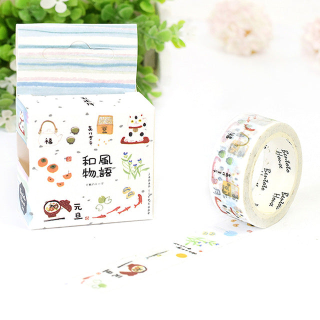 15mm X 7m Cute Lotkawaii Flower food animals  Decorative Washi Tape DIY Scrapbooking Masking Tape School Office Supply