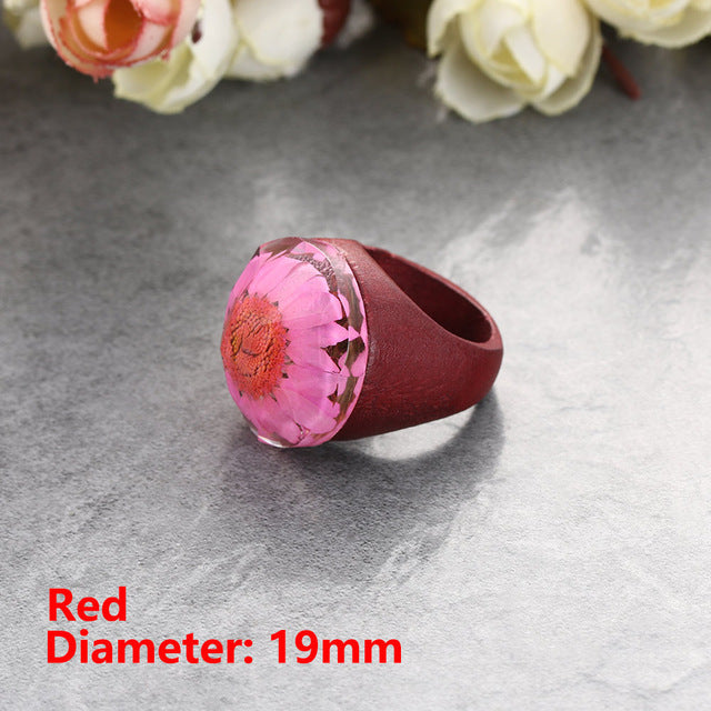Handmade Wood Resin Ring With Magnificent Fantasy Secret Magic Landscape Punk Wooden Rings Hip Hop unique Jewelry