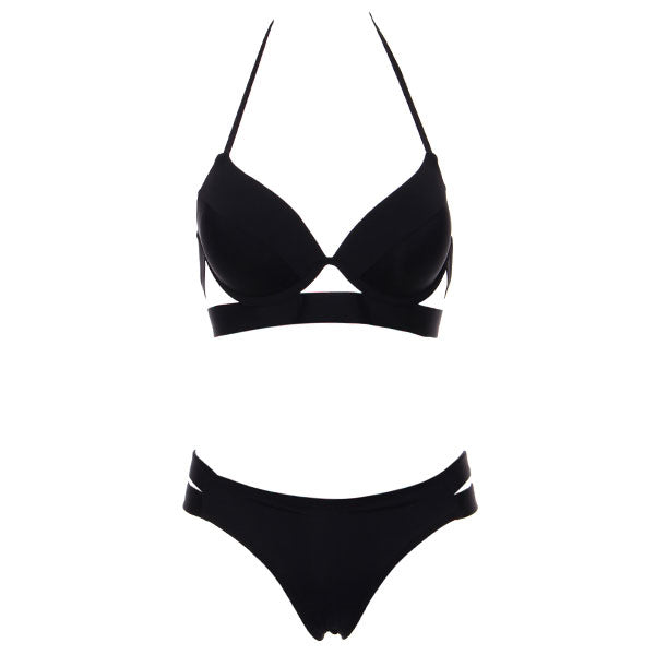 Andzhelika Bikinis Women Black Bandage Swimsuit 2018 Sexy Push Up Swimwear Low Waist Bathing Suit Halter Bikinis Suit Swim