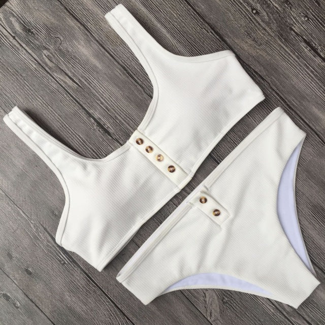 Kmnovo White Bikini Sexy Swimsuit Halter Swimwear Women Bathing Suit White Bikini Set Girl Cute Beach Wear Dropshipping Monokini