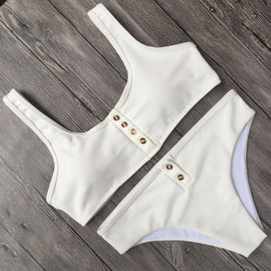 Kmnovo White Bikini Sexy Swimsuit Halter Swimwear Women Bathing Suit White Bikini Set Girl Cute Beach Wear Dropshipping Monokini
