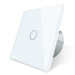 Livolo EU Standard  Switch Wall Touch Switch Luxury White Crystal Glass, 1 Gang 1 Way Switch, AC 220-250  C701-11/2/3/5