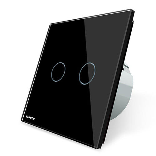 Livolo 2 Gang 1 Way Wall Touch Switch, White Crystal Glass Switch Panel, EU Standard,  220-250V,VL-C702-1/2/3/5