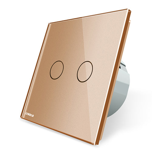 Livolo 2 Gang 1 Way Wall Touch Switch, White Crystal Glass Switch Panel, EU Standard,  220-250V,VL-C702-1/2/3/5