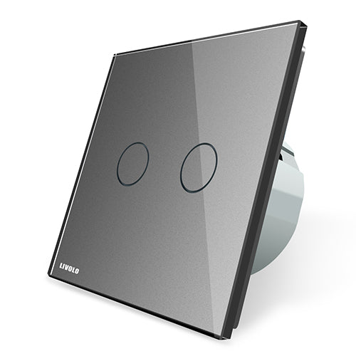 Livolo 2 Gang 1 Way Wall Touch Switch, White Crystal Glass Switch Panel, EU Standard,  220-250V,VL-C702-1/2/3/5