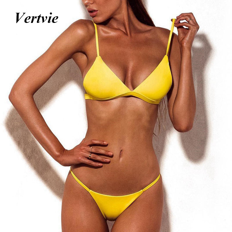 Vertvie Solid Sexy Women Sexy Swimsuits Strapless 2 Piece Beach Swimming Suits 2017 Brazilian Bikini Push Up Bikini Sets Female