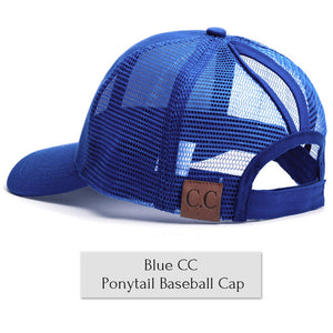 Drop Shipping CC Glitter Ponytail Baseball Cap Women Messy Bun Baseball Cap Girls Snapback Caps Summer Sports Mesh Hats