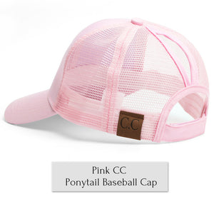 Drop Shipping CC Glitter Ponytail Baseball Cap Women Messy Bun Baseball Cap Girls Snapback Caps Summer Sports Mesh Hats