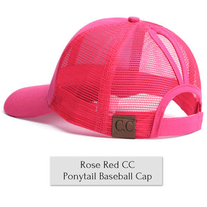 Drop Shipping CC Glitter Ponytail Baseball Cap Women Messy Bun Baseball Cap Girls Snapback Caps Summer Sports Mesh Hats