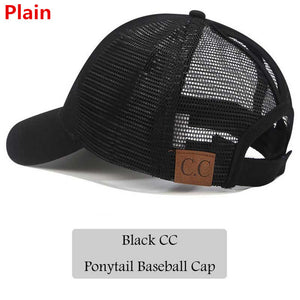 2018 CC Glitter Ponytail Baseball Cap Women Messy Bun Snapback Summer Mesh Hats Casual Adjustable Sport Caps Drop Shipping