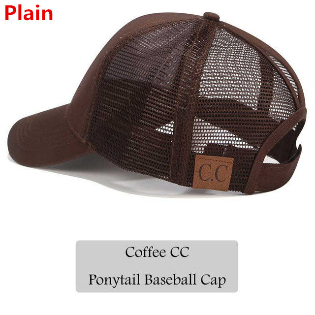 2018 CC Glitter Ponytail Baseball Cap Women Messy Bun Snapback Summer Mesh Hats Casual Adjustable Sport Caps Drop Shipping