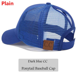 2018 CC Glitter Ponytail Baseball Cap Women Messy Bun Snapback Summer Mesh Hats Casual Adjustable Sport Caps Drop Shipping