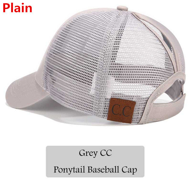 2018 CC Glitter Ponytail Baseball Cap Women Messy Bun Snapback Summer Mesh Hats Casual Adjustable Sport Caps Drop Shipping