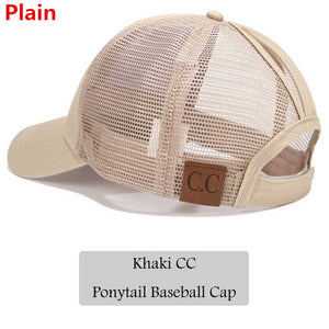 2018 CC Glitter Ponytail Baseball Cap Women Messy Bun Snapback Summer Mesh Hats Casual Adjustable Sport Caps Drop Shipping