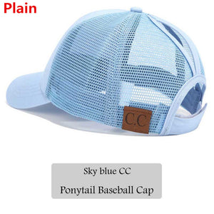 2018 CC Glitter Ponytail Baseball Cap Women Messy Bun Snapback Summer Mesh Hats Casual Adjustable Sport Caps Drop Shipping