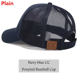 2018 CC Glitter Ponytail Baseball Cap Women Messy Bun Snapback Summer Mesh Hats Casual Adjustable Sport Caps Drop Shipping