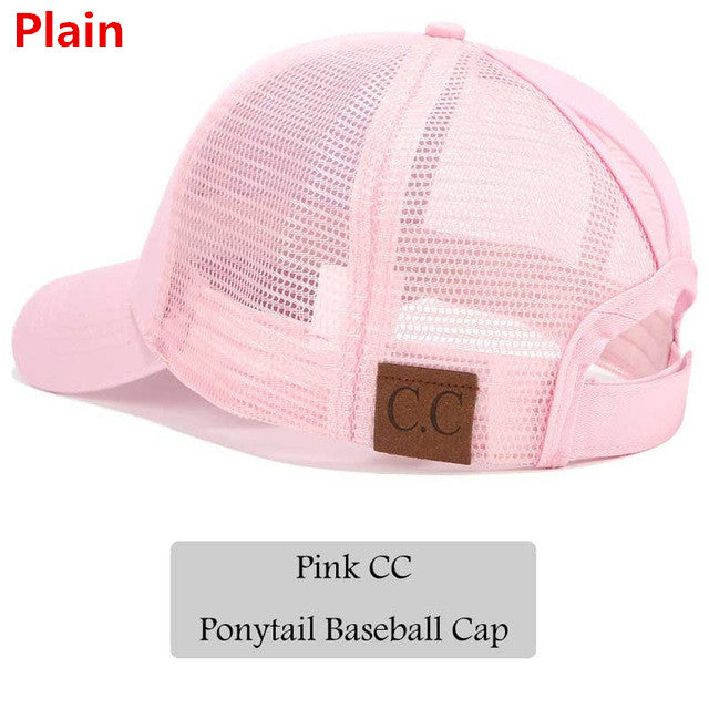 2018 CC Glitter Ponytail Baseball Cap Women Messy Bun Snapback Summer Mesh Hats Casual Adjustable Sport Caps Drop Shipping