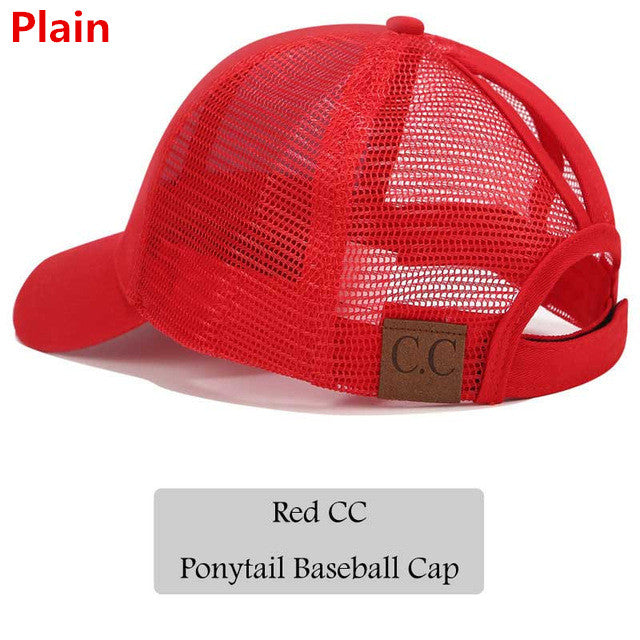 2018 CC Glitter Ponytail Baseball Cap Women Messy Bun Snapback Summer Mesh Hats Casual Adjustable Sport Caps Drop Shipping