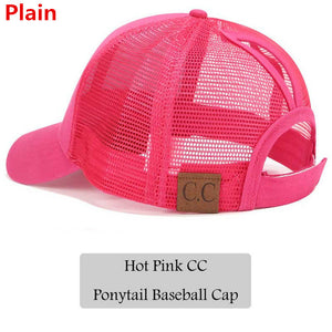 2018 CC Glitter Ponytail Baseball Cap Women Messy Bun Snapback Summer Mesh Hats Casual Adjustable Sport Caps Drop Shipping