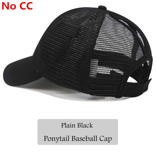 2018 CC Glitter Ponytail Baseball Cap Women Messy Bun Snapback Summer Mesh Hats Casual Adjustable Sport Caps Drop Shipping