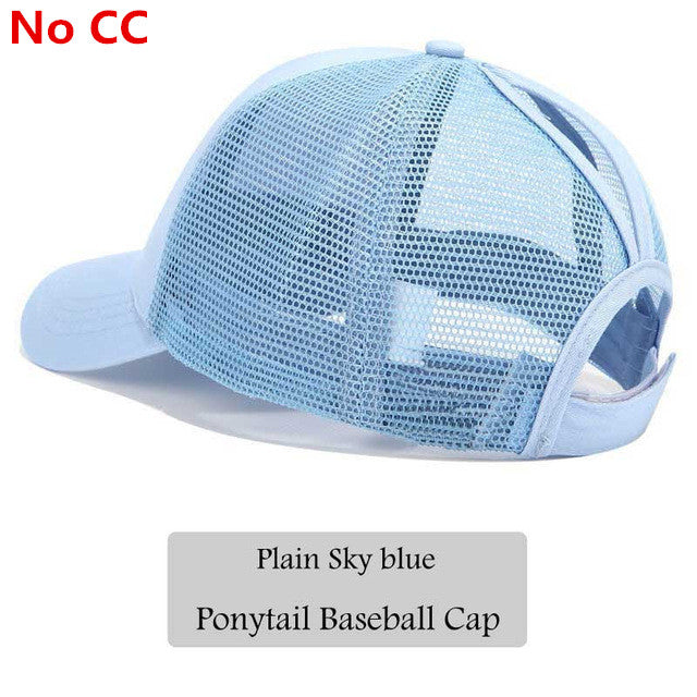 2018 CC Glitter Ponytail Baseball Cap Women Messy Bun Snapback Summer Mesh Hats Casual Adjustable Sport Caps Drop Shipping