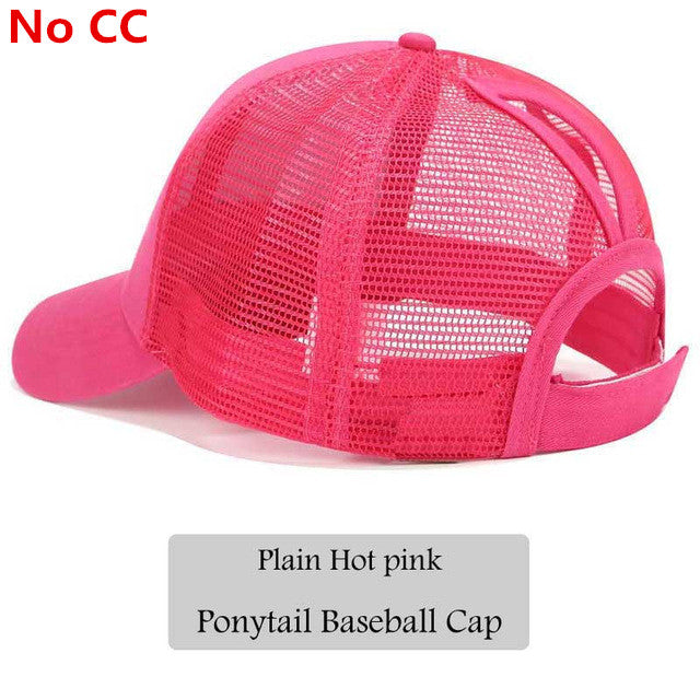 2018 CC Glitter Ponytail Baseball Cap Women Messy Bun Snapback Summer Mesh Hats Casual Adjustable Sport Caps Drop Shipping